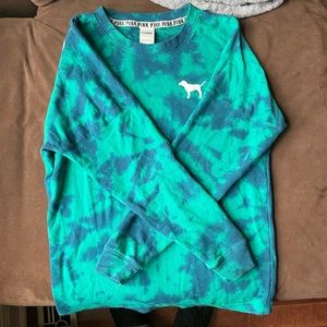 Pink Victoria secret’s blue tie dye sweatshirt